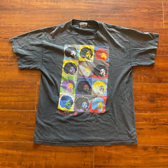 Vintage Late 90s / Y2K Jimi Hendrix Rock Music Band Black Tee Shirt - size Large - Picture 1 of 4